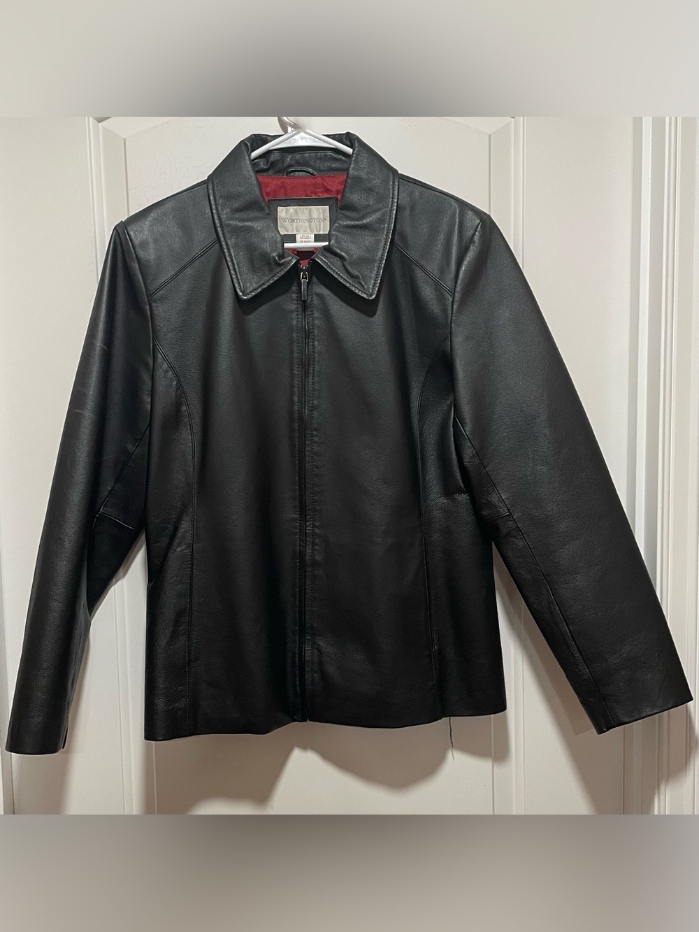 Vintage Classic Black Genuine Leather Full Zip Jacket w Pockets Bikercore Grunge